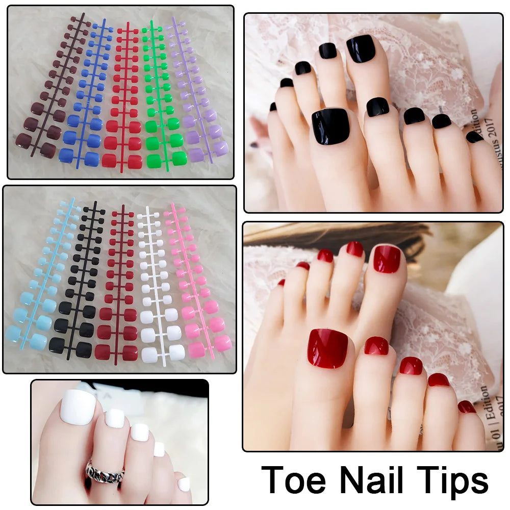 5 Sets Full Cover Toe Nail Tips